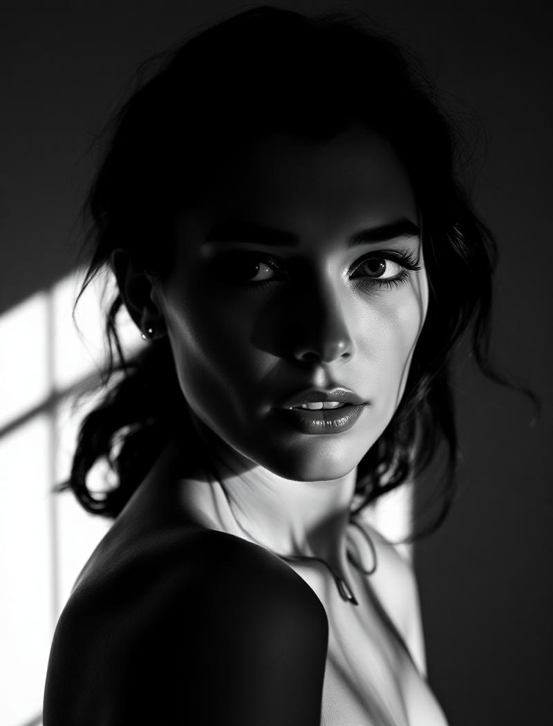 Retrato editorial blanco y negro